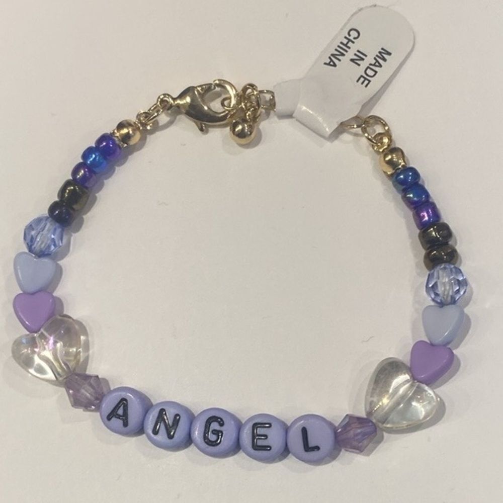 Urban Outfitters Angel Beaded LetterโWord Bracelet Blue & Purple Multicolor